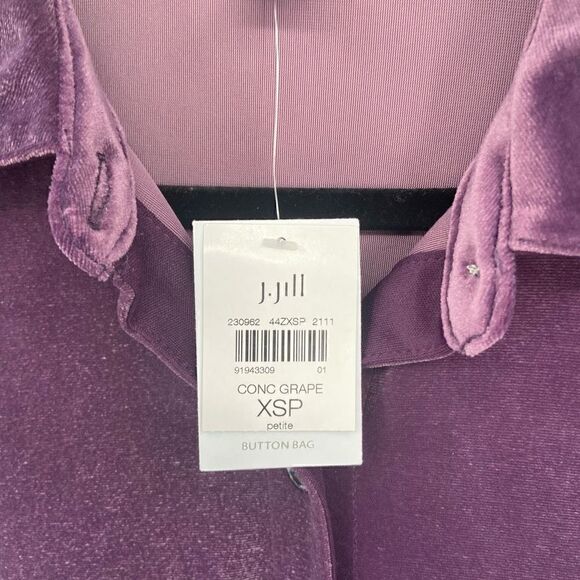 J Jill Wearever Collection Velvet Blouse Purple XSP NWT - Picture 7 of 9